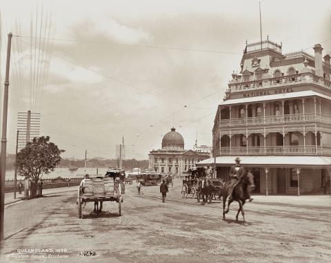 National Hotel at the corner of Queen Street and Adelaide Street, 1898