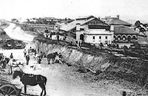 Roma Street Railway Station, railway construction, c 1875