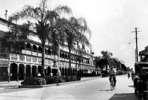 Street view of grand Queenslander style buildings
