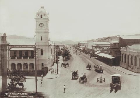 View of a grand open streets of Townsville seen in the 1890s