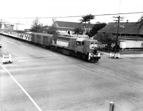 The long distance train arriving into Rockhampton
