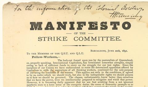 manifesto shearers' strike 1891