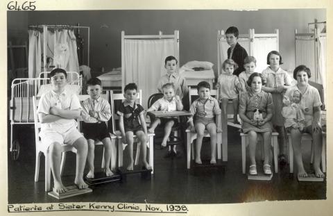 Child patients at Sister Kenny Clinic, Brisbane, November 1938