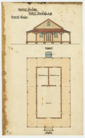 Architectural drawing of the Court House, Port Douglas, c 1887