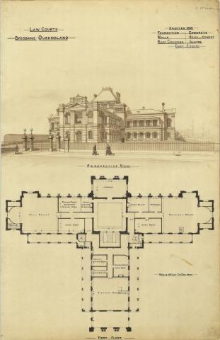 Architectural plan of the Law Courts, Brisbane