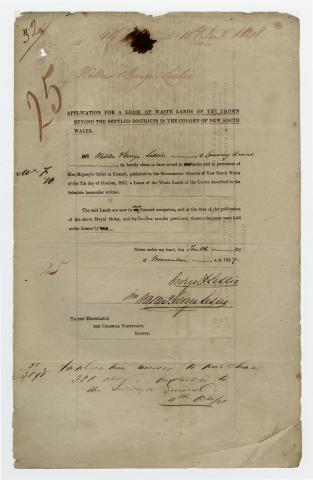 Application for a lease of waste lands of the Crown beyond the settled districts in the Colony of New South Wales by Walter and George Leslie of Canning Downs Pg 1