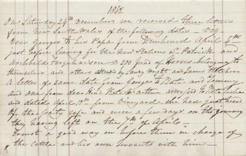 Letter from Patrick Leslie papers, 1842