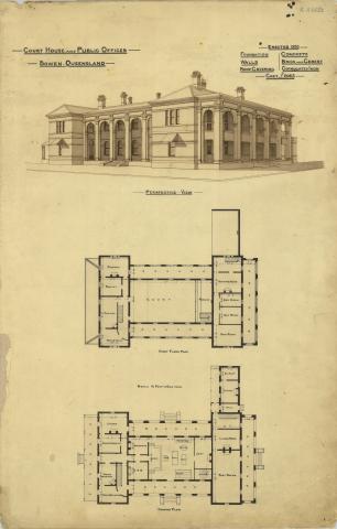 Architectural plan of the Court House and Public Offices, Bowen