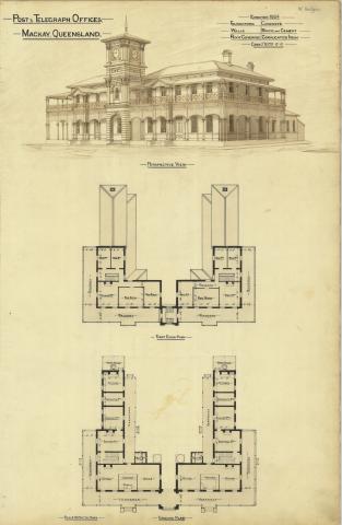 Architectural plans of the Post and Telegraph Offices, Mackay