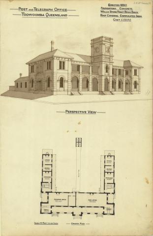 Architectural plan of the Post and Telegraph Office, Toowoomba