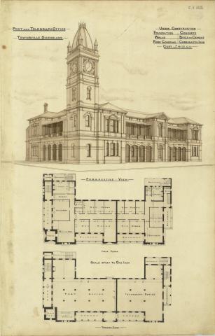 Architectural plans of the Post and Telegraph Office, Townsville