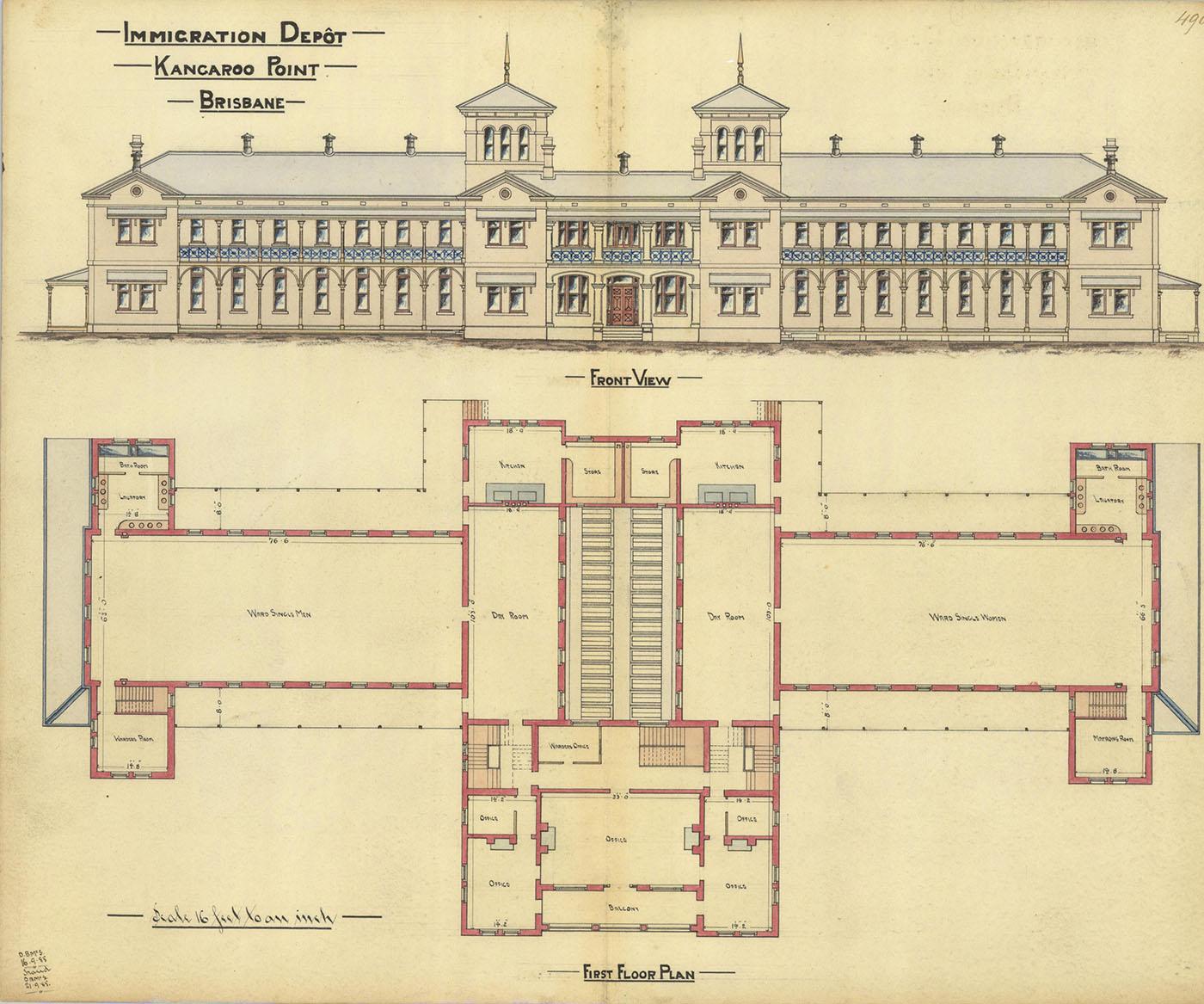 Architectural drawing of the Yungaba Immigration Depot 