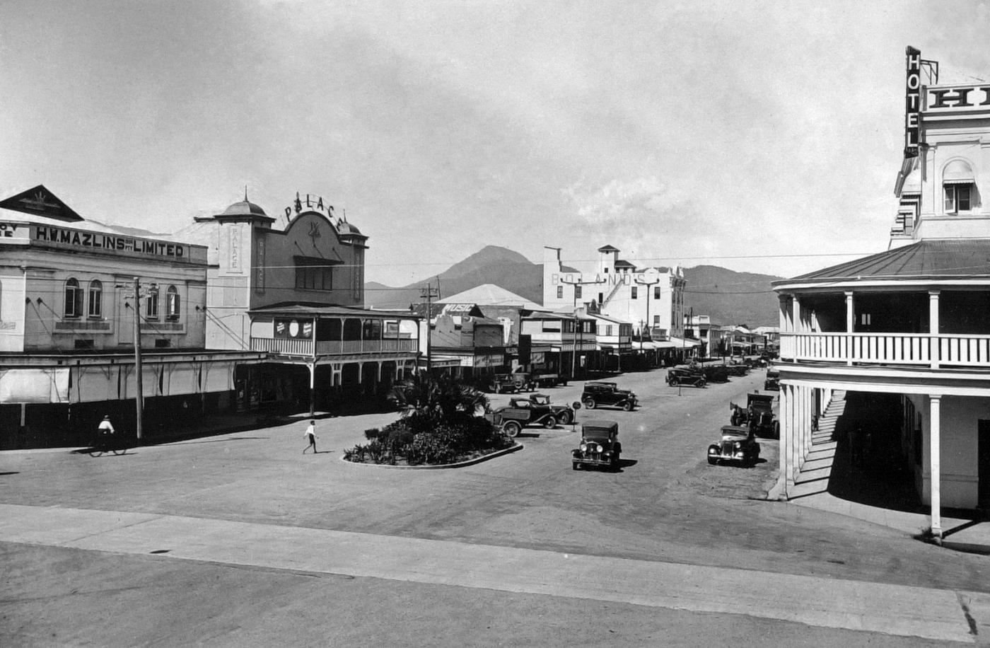 Street scape of Lake Street in Cairns showing some stores and an empty street