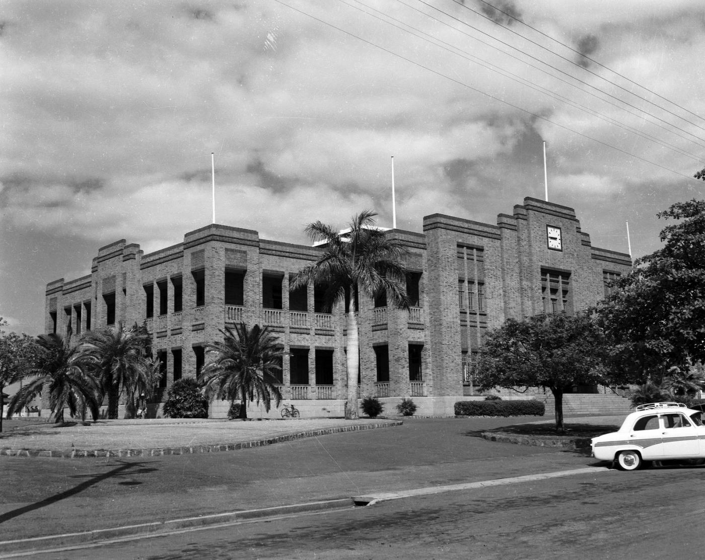 View of the exterior of Rockhampton bricked town hall