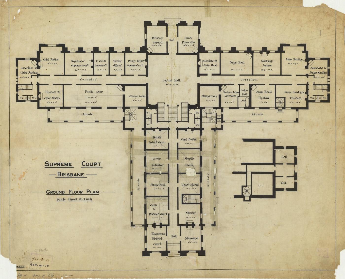 Supreme Court, Brisbane. Ground Floor Plan, 1895