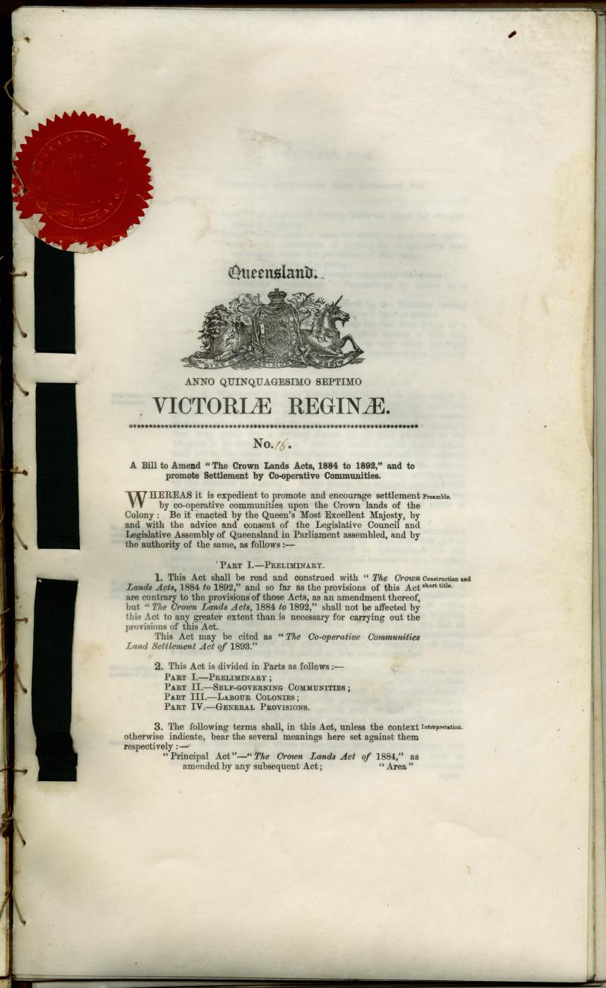 Co-operative Communities Land Settlement Act of 1893