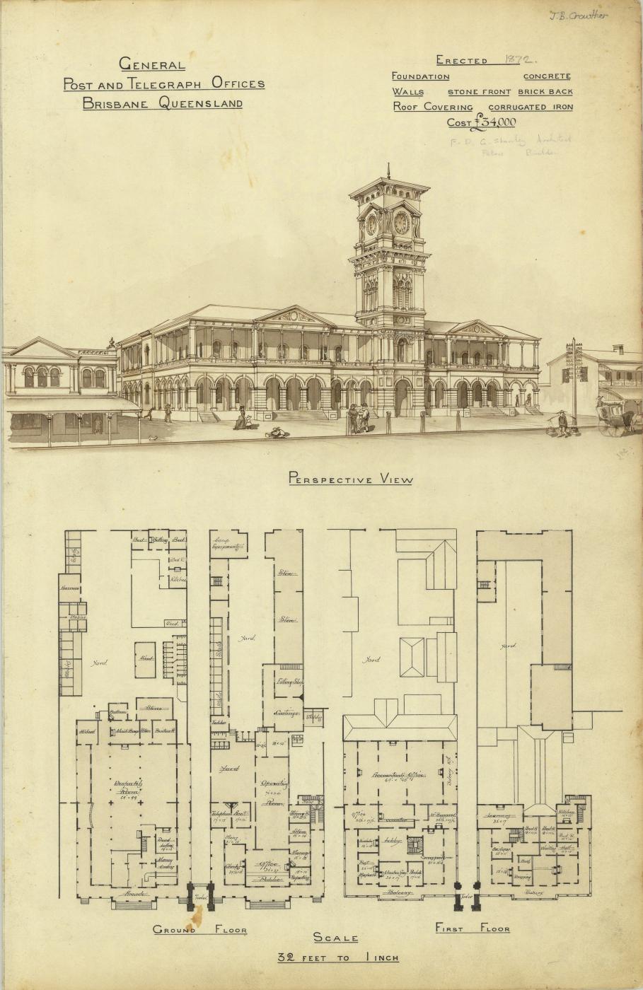 Plan of the General Post and Telegraph Offices, Brisbane
