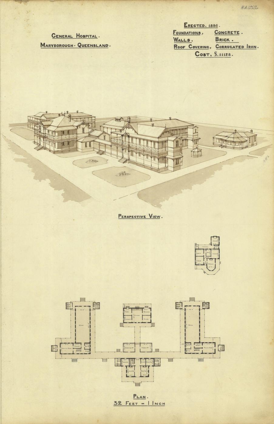 Architectural plan of Maryborough Base Hospital