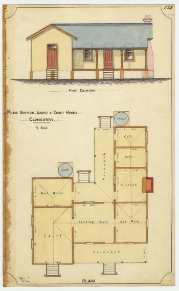 Architectural Drawing Police Station, Lockup and Court House, Cloncurry