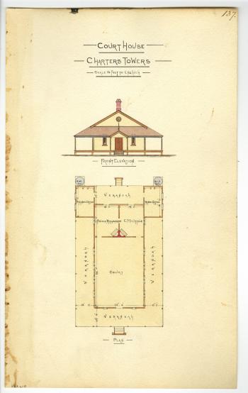Architectural drawing of the Court House, Charters Towers