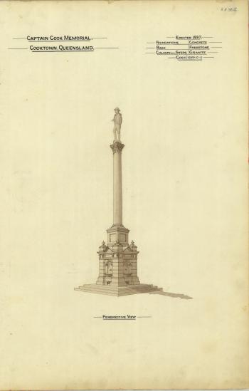 Perspective drawing of the Captain Cook Memorial, Cooktown