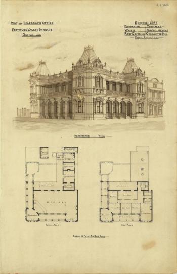Architectural plans of the Post and Telegraph Office, Fortitude Valley